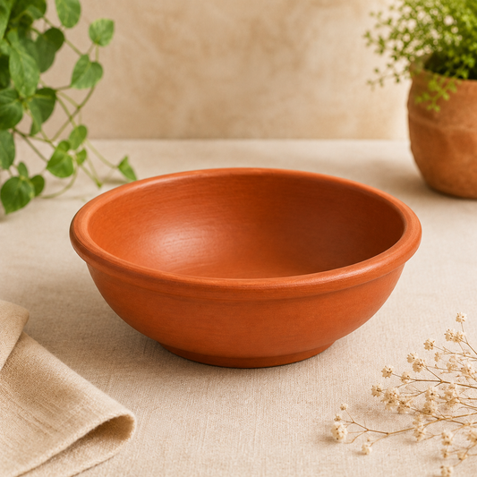 Terracotta Clay Serving Bowl for Curry, Rice & Sabzi