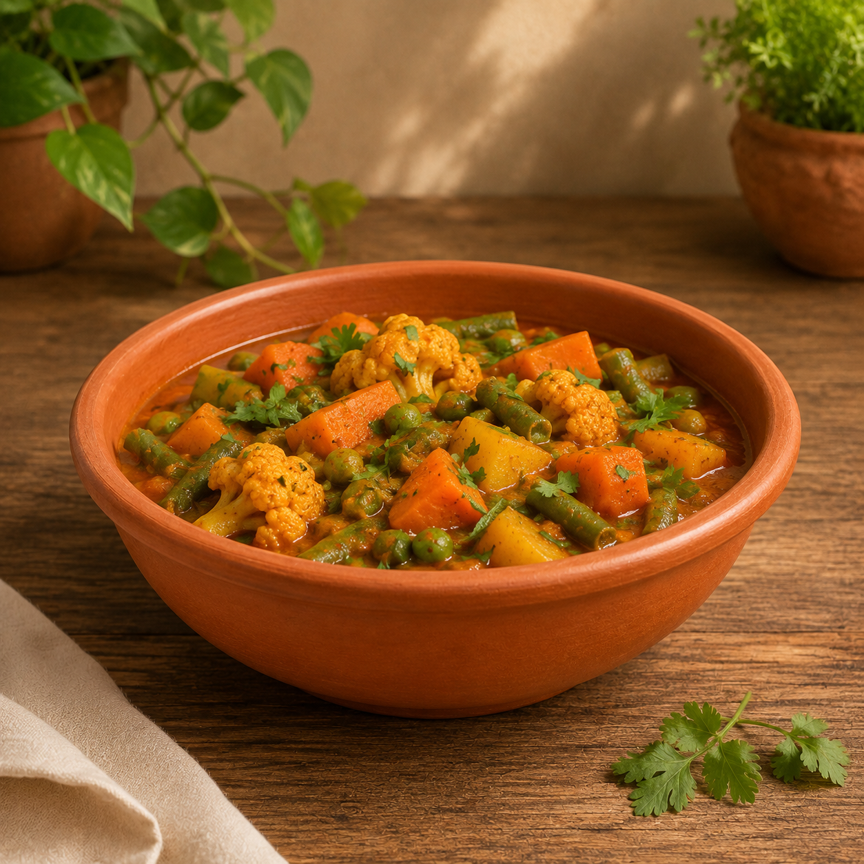 Terracotta Clay Serving Bowl for Curry, Rice & Sabzi