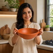 Traditional Terracotta Clay Kadhai with Handles