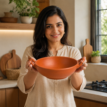 Traditional Terracotta Clay Kadhai with Handles