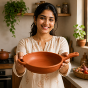 Traditional Terracotta Clay Pan with Lid