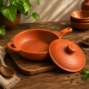 Traditional Terracotta Clay Pan with Lid