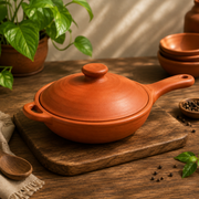 Traditional Terracotta Clay Pan with Lid
