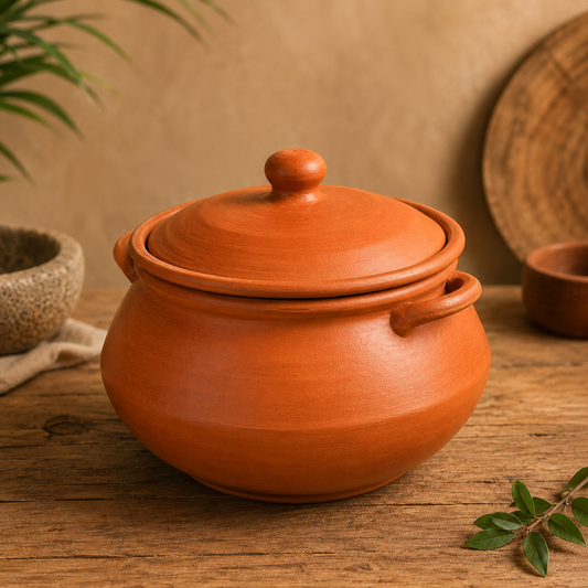 Traditional Terracotta Clay Handi with Lid
